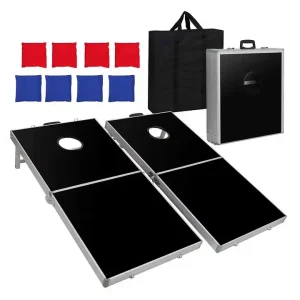 cornhole boards alum black with bags